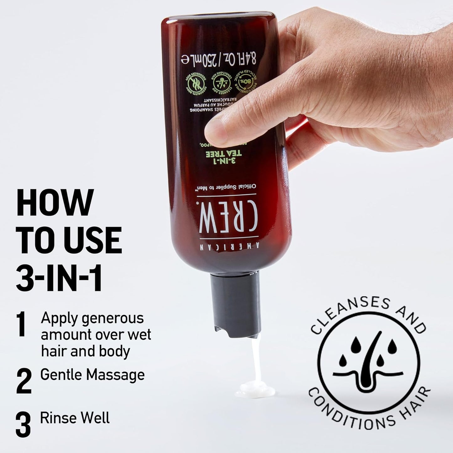 American Crew Tea Tree 3-in-1 Shampoo, Conditioner and Body Wash