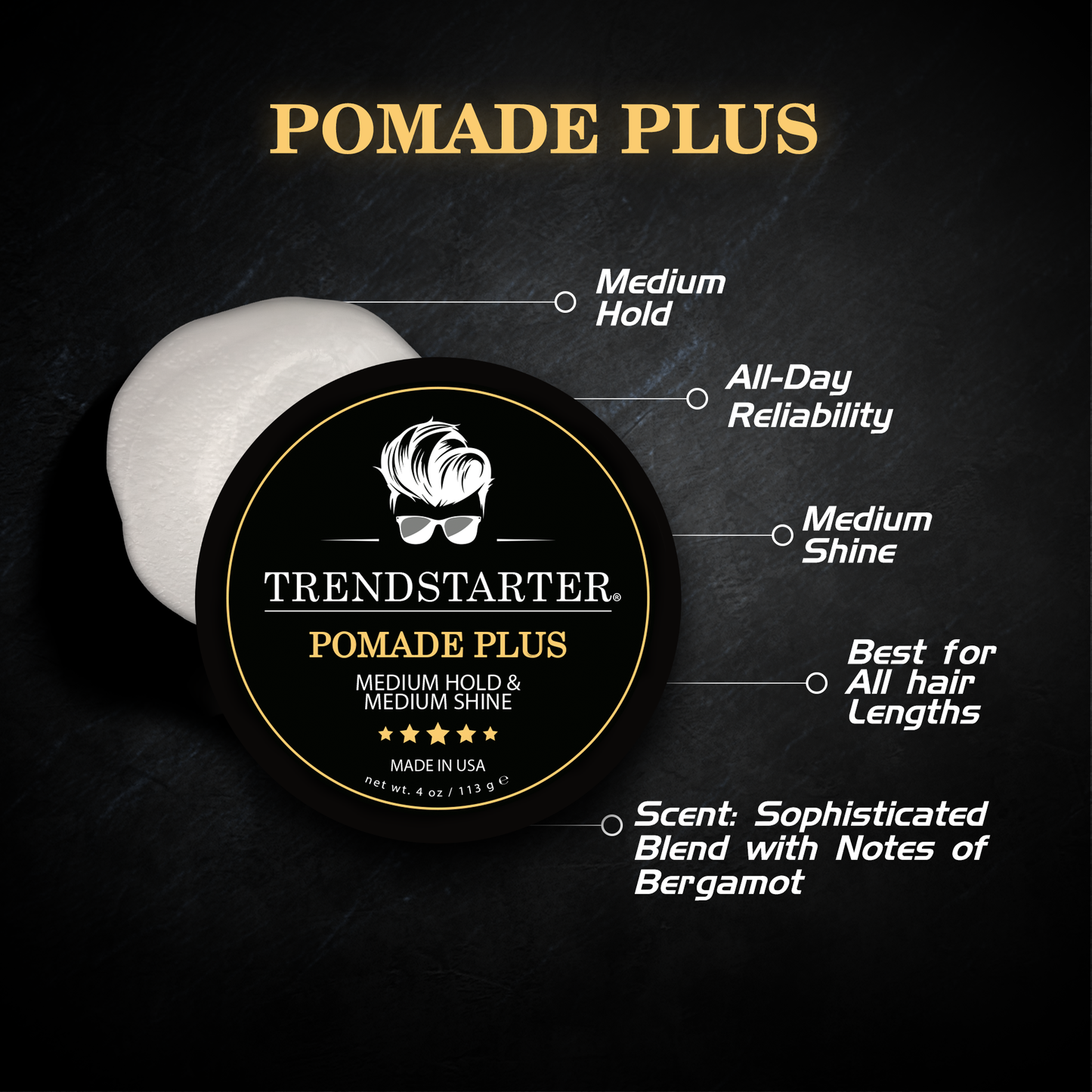 TRENDSTARTER - POMADE PLUS - Medium Hold - Medium Shine (4oz)