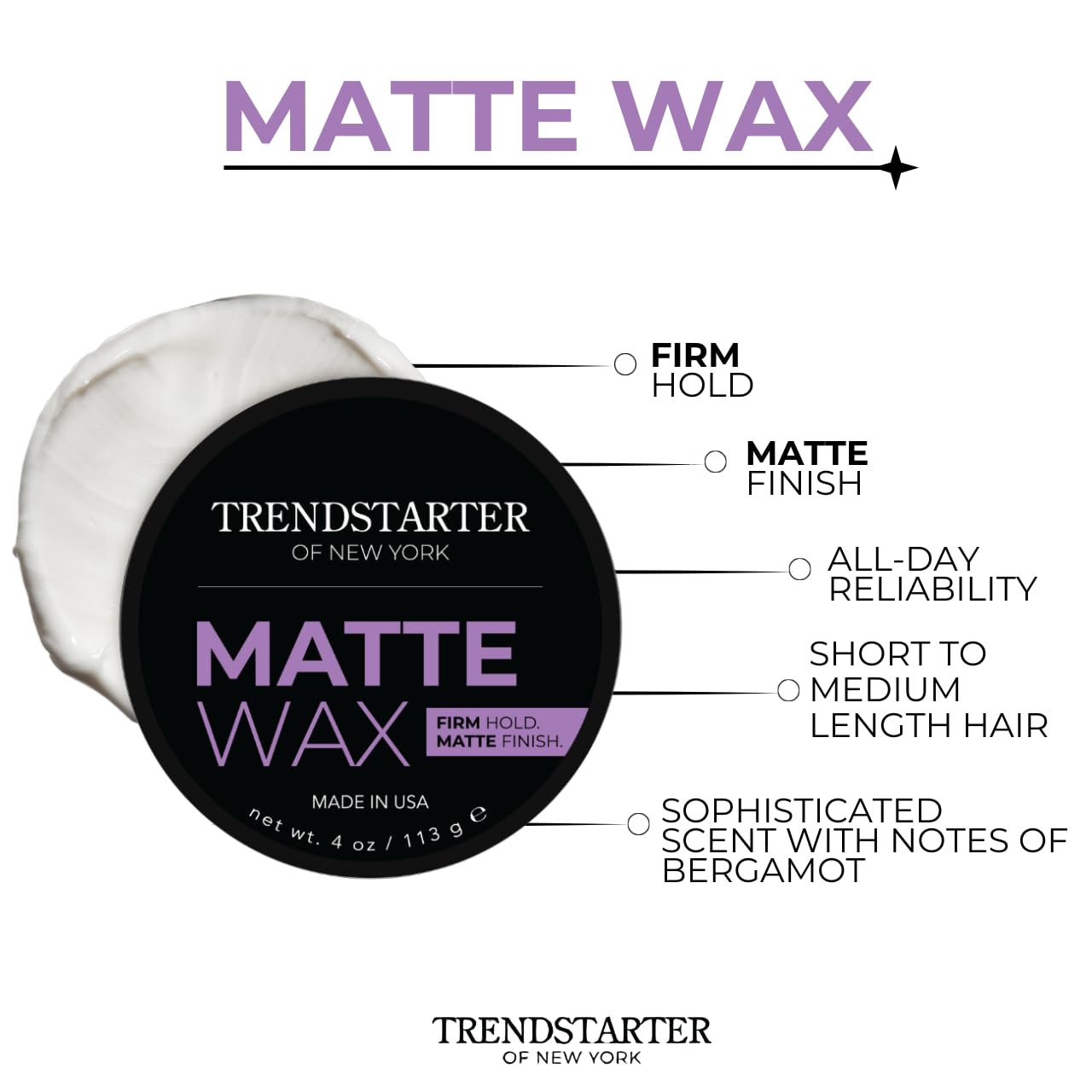 TRENDSTARTER - MATTE WAX - Firm Hold - Matte Finish (4oz)