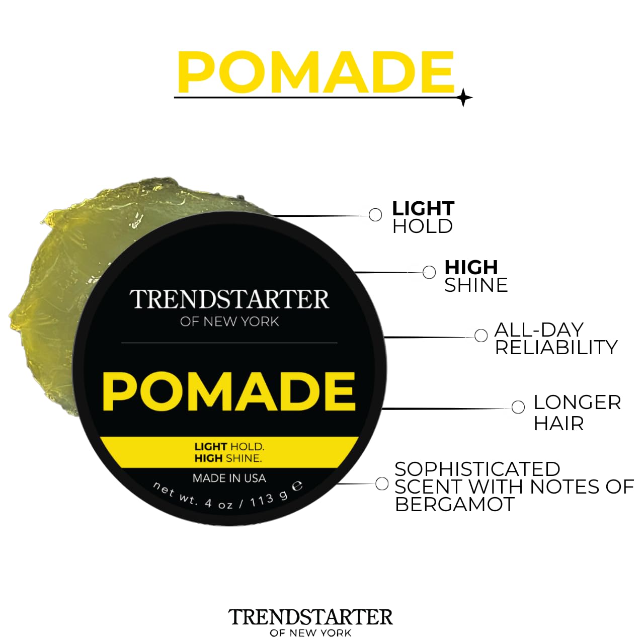 TRENDSTARTER - POMADE - Light Hold - High Shine (4oz)
