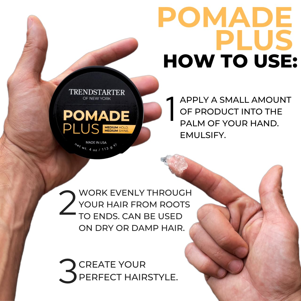 TRENDSTARTER - POMADE PLUS - Medium Hold - Medium Shine (4oz)