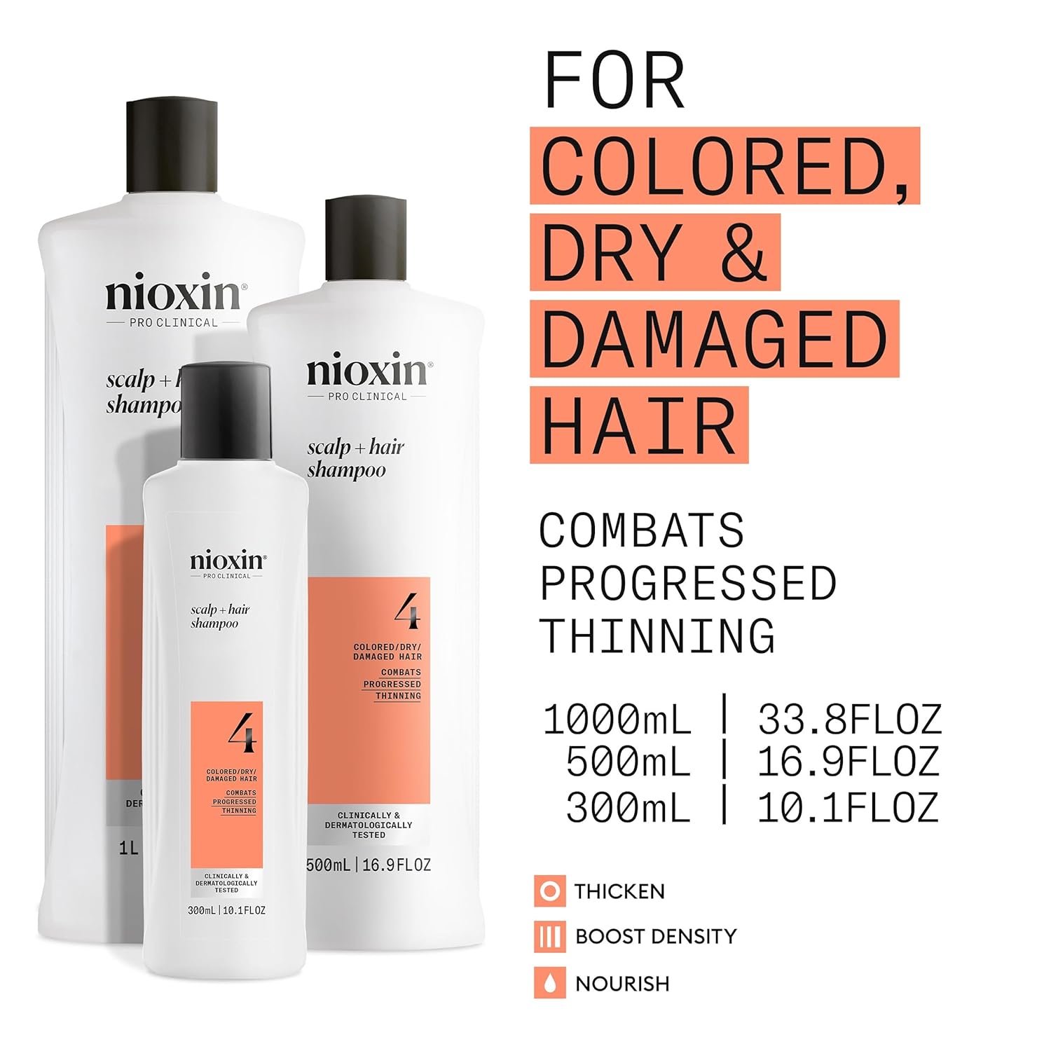 Nioxin System 4 Scalp + Hair Thickening Conditioner For Colored, Dry, & Damaged Hair with Progressed Thinning