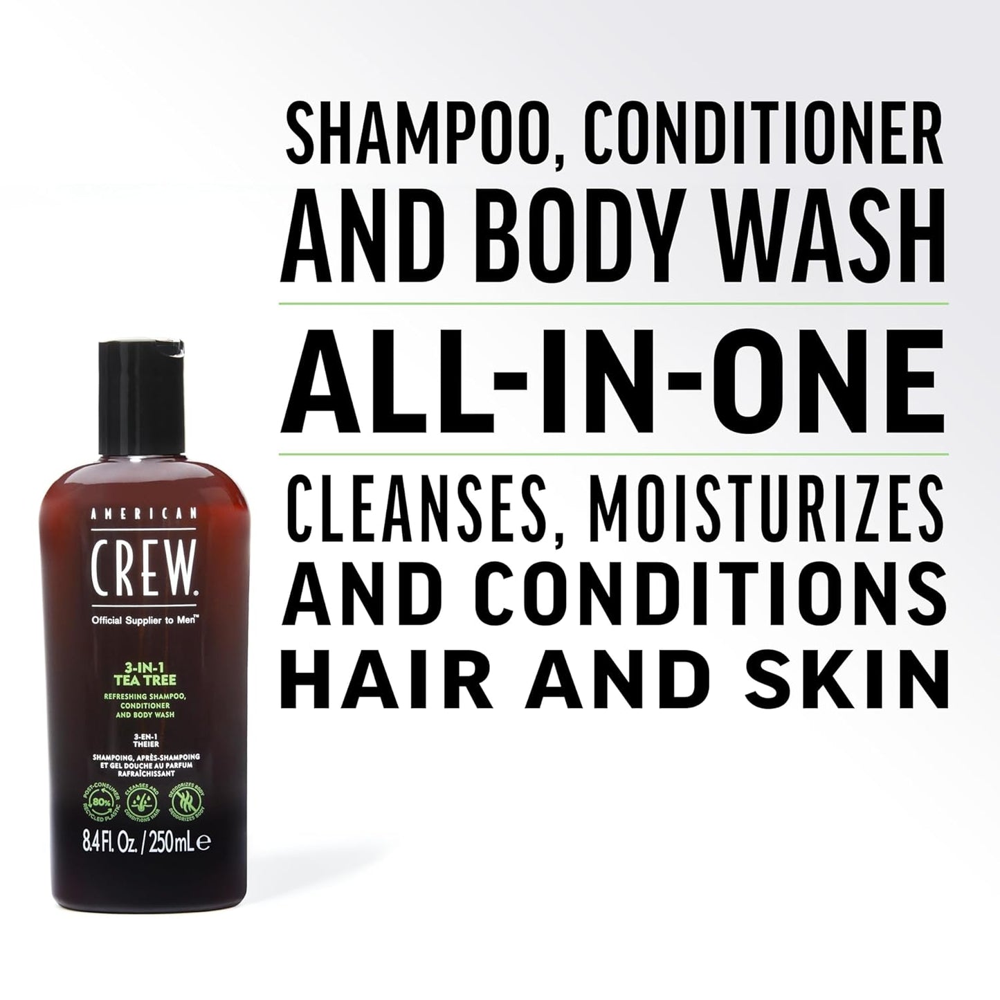 American Crew Tea Tree 3-in-1 Shampoo, Conditioner and Body Wash