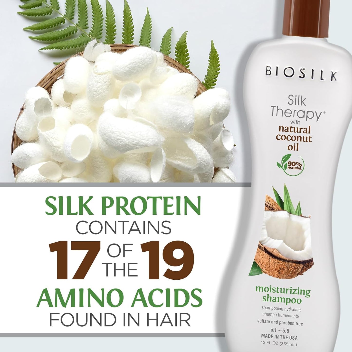 BioSilk Silk Therapy with Natural Coconut Oil Moisturizing Shampoo