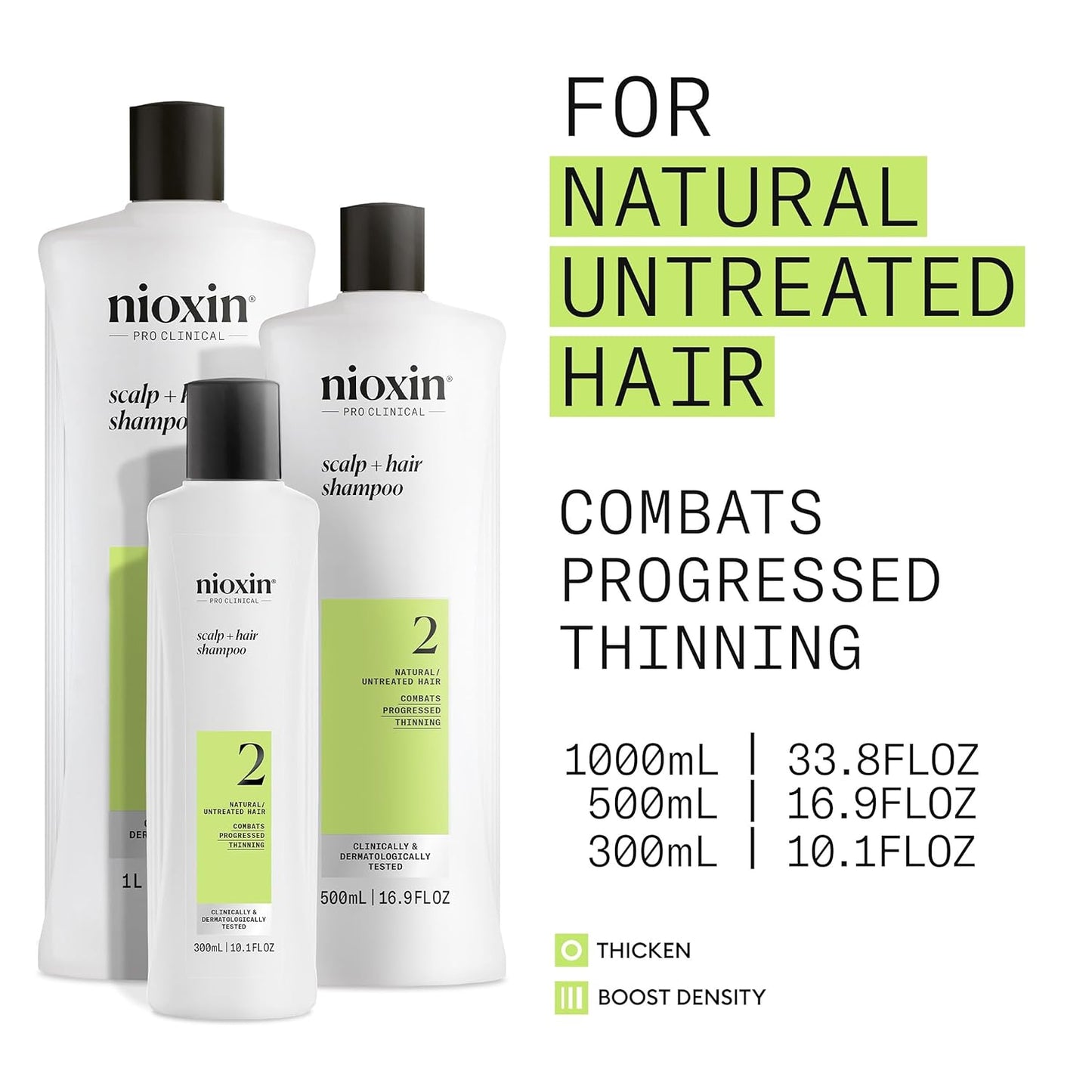 Nioxin System 2 Cleanser Shampoo for Natural, Non Color-Treated Hair with Progressed Thinning
