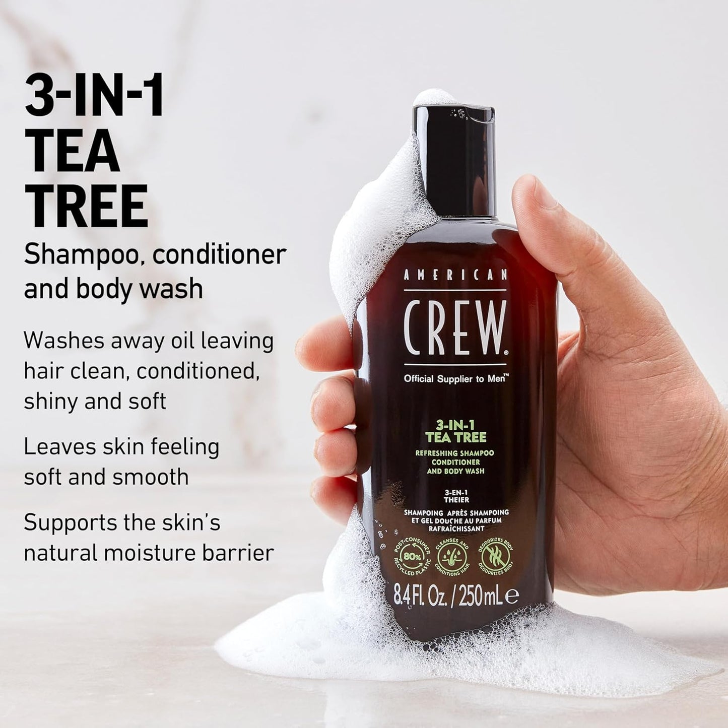 American Crew Tea Tree 3-in-1 Shampoo, Conditioner and Body Wash