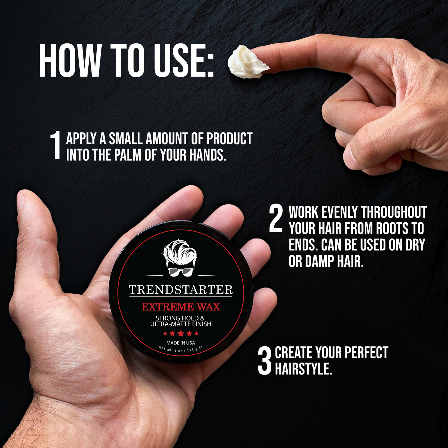 TRENDSTARTER - EXTREME WAX - Strong Hold - Ultra-Matte Finish (4oz)