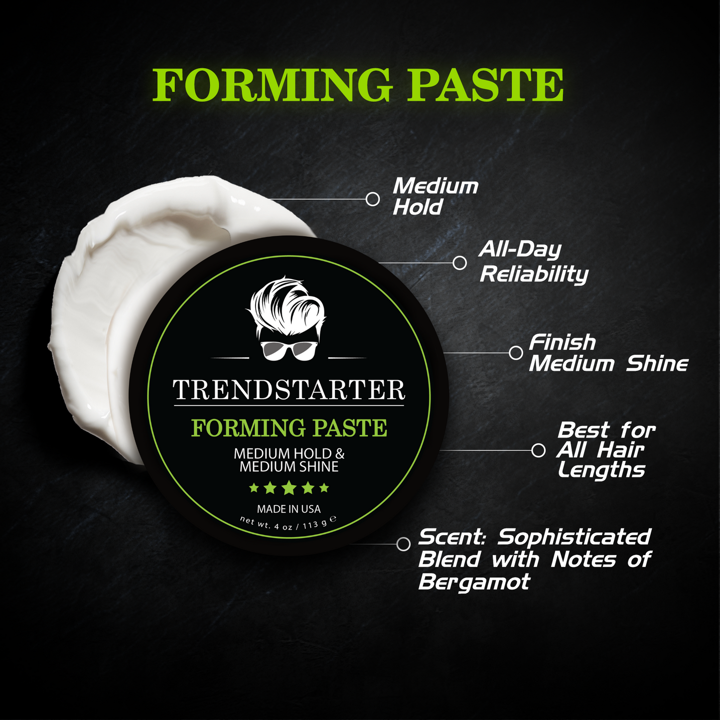 TRENDSTARTER - FORMING PASTE - Medium Hold - Medium Shine (4oz)